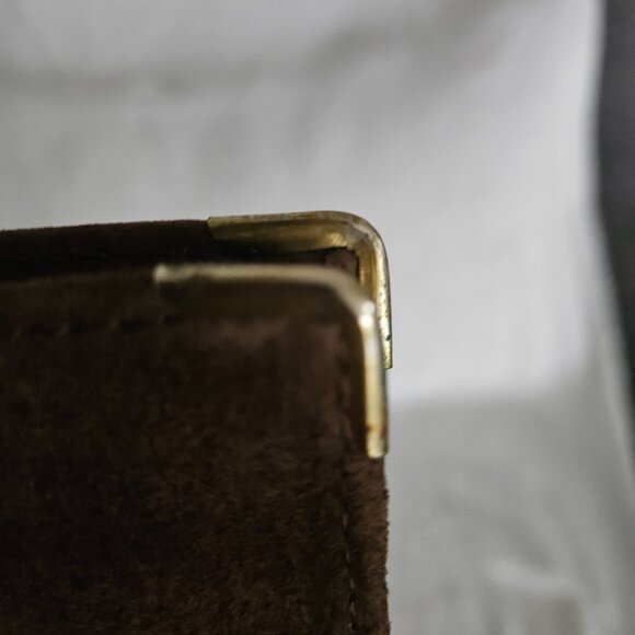 English Leather Brown Suede Card Holder - Picture 3 of 9